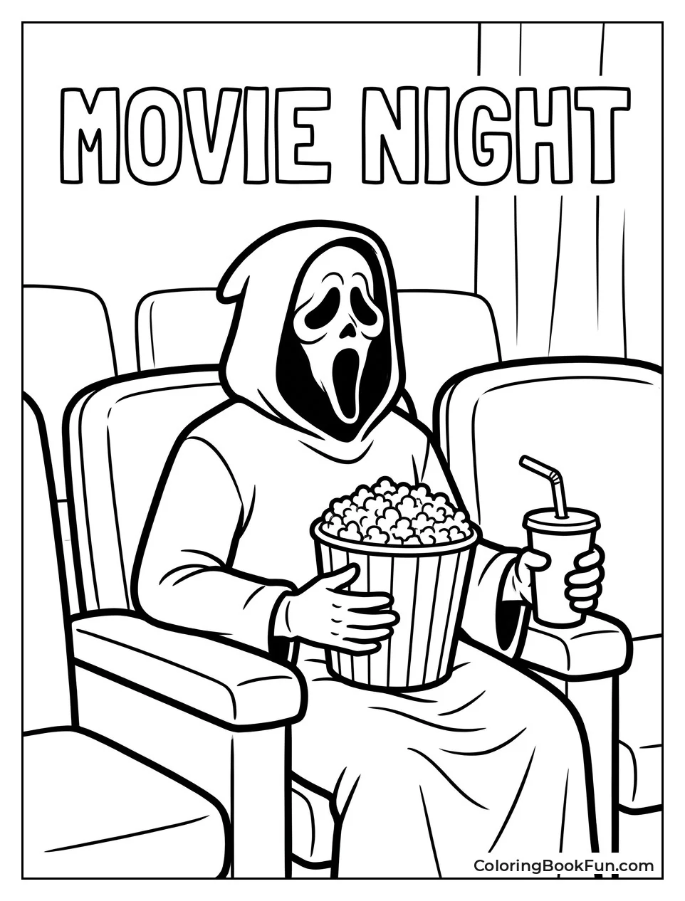 Ghostface Enjoying Popcorn at Movie Night