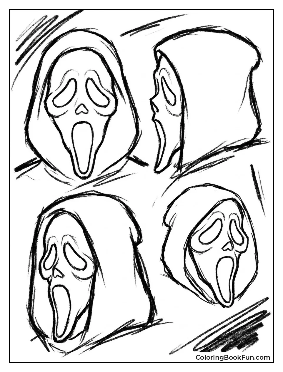 Ghostface Sketches Drawn in Sketchbook Pages
