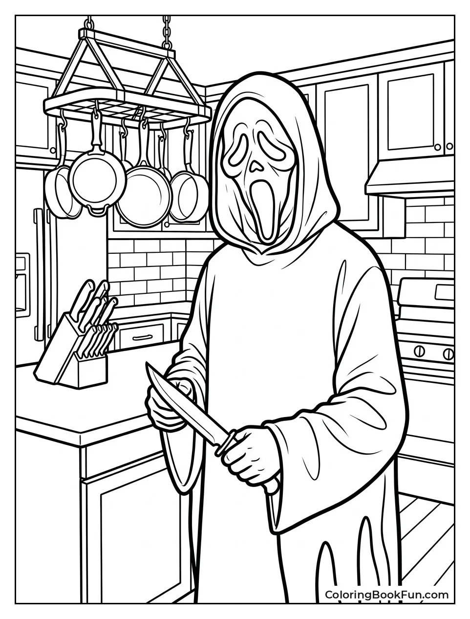 Ghostface Standing in Modern Kitchen