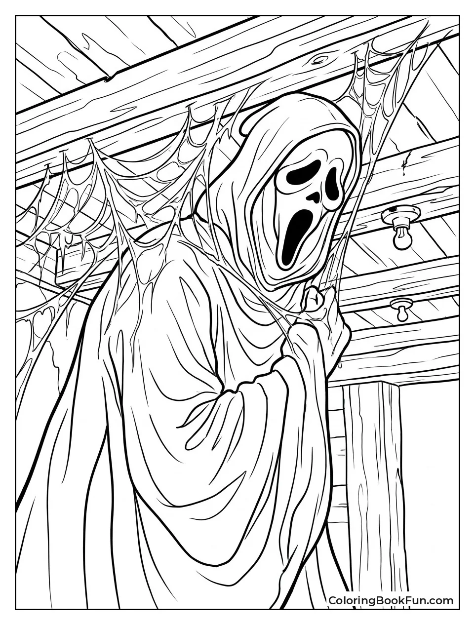 Ghostface Covered in Hanging Cobwebs