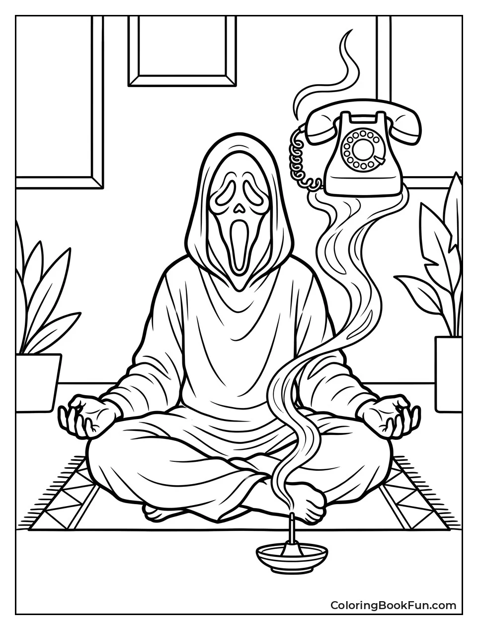 Ghostface Meditating as Smoke Forms Phone Shape
