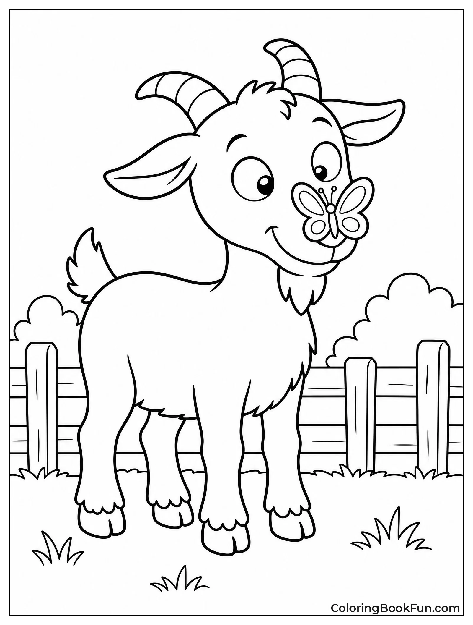Goat With Butterfly on Nose