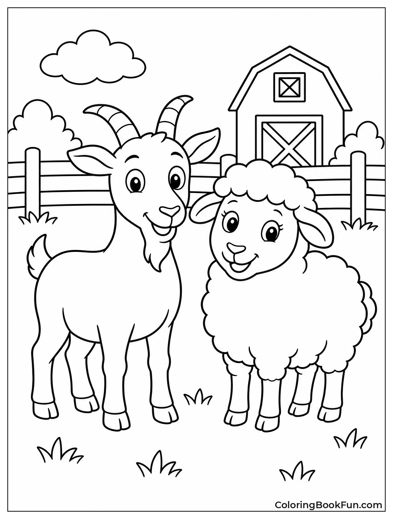 Goat and Sheep Standing Together