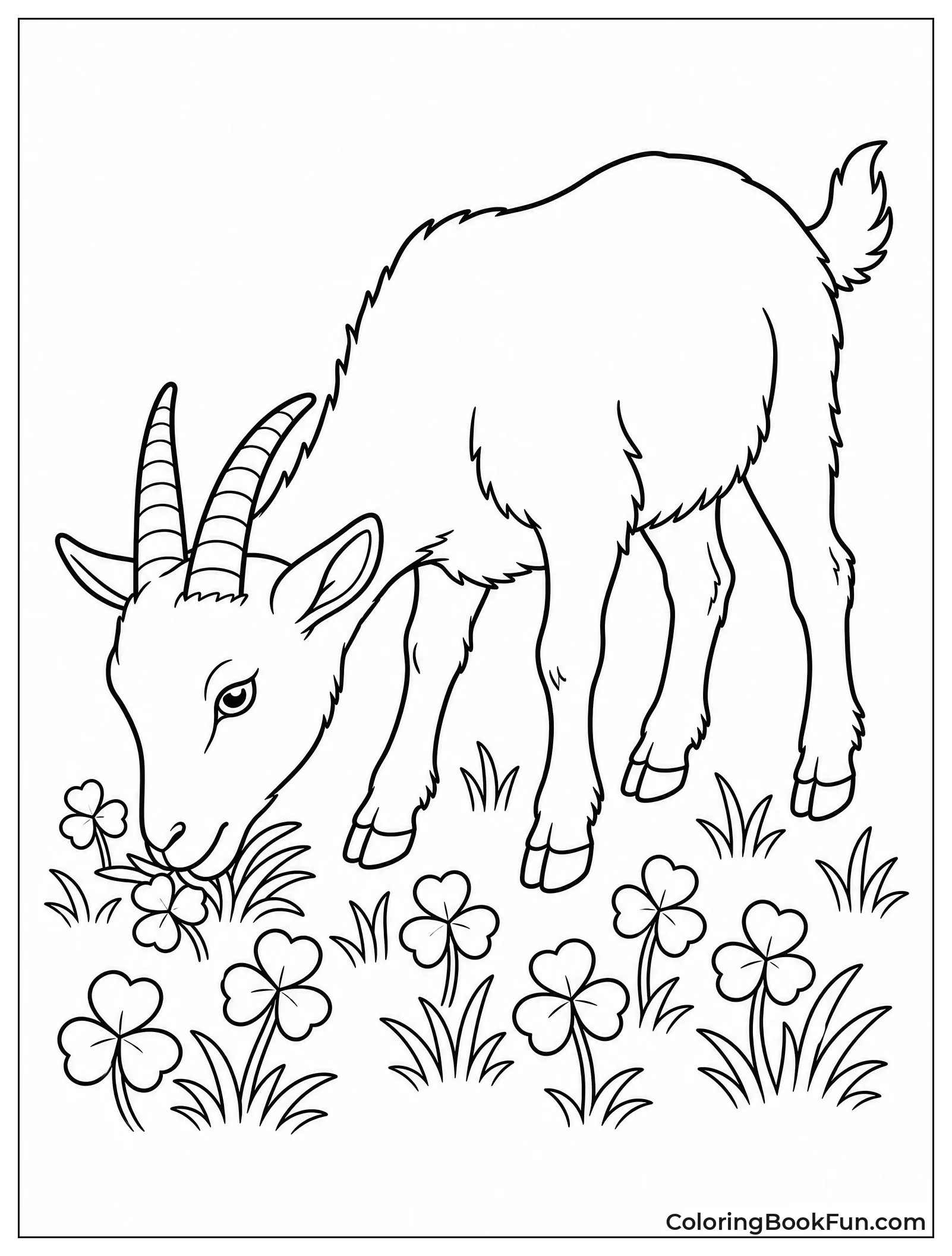 Goat Grazing on Fresh Clover