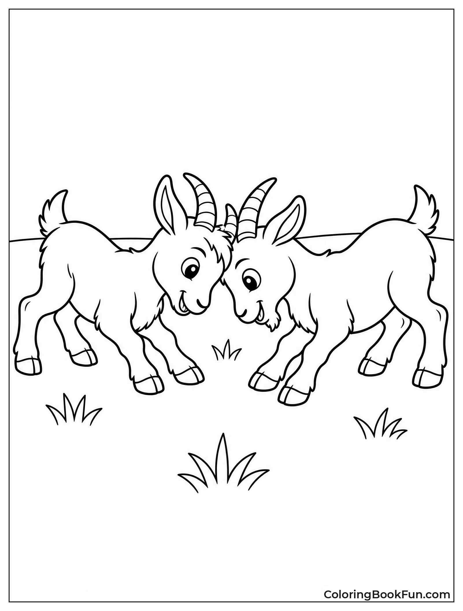 Two Goats Head Butting Playfully