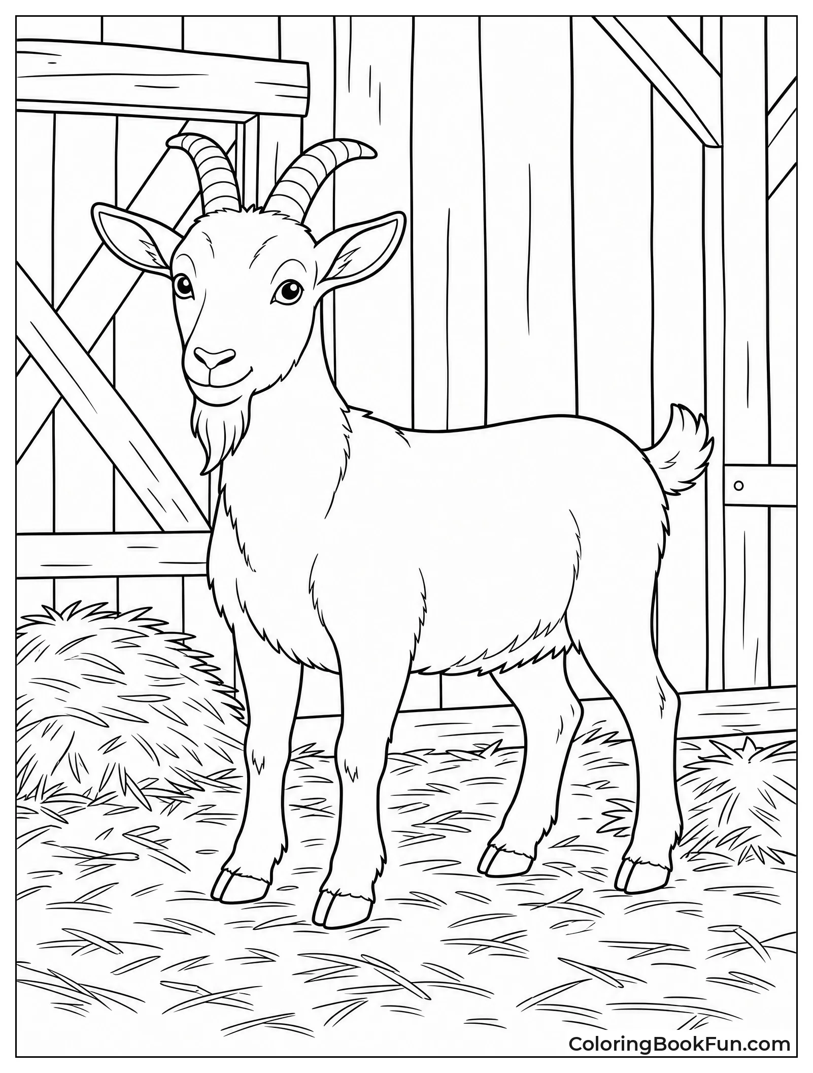 Goat Standing Inside Wooden Barn
