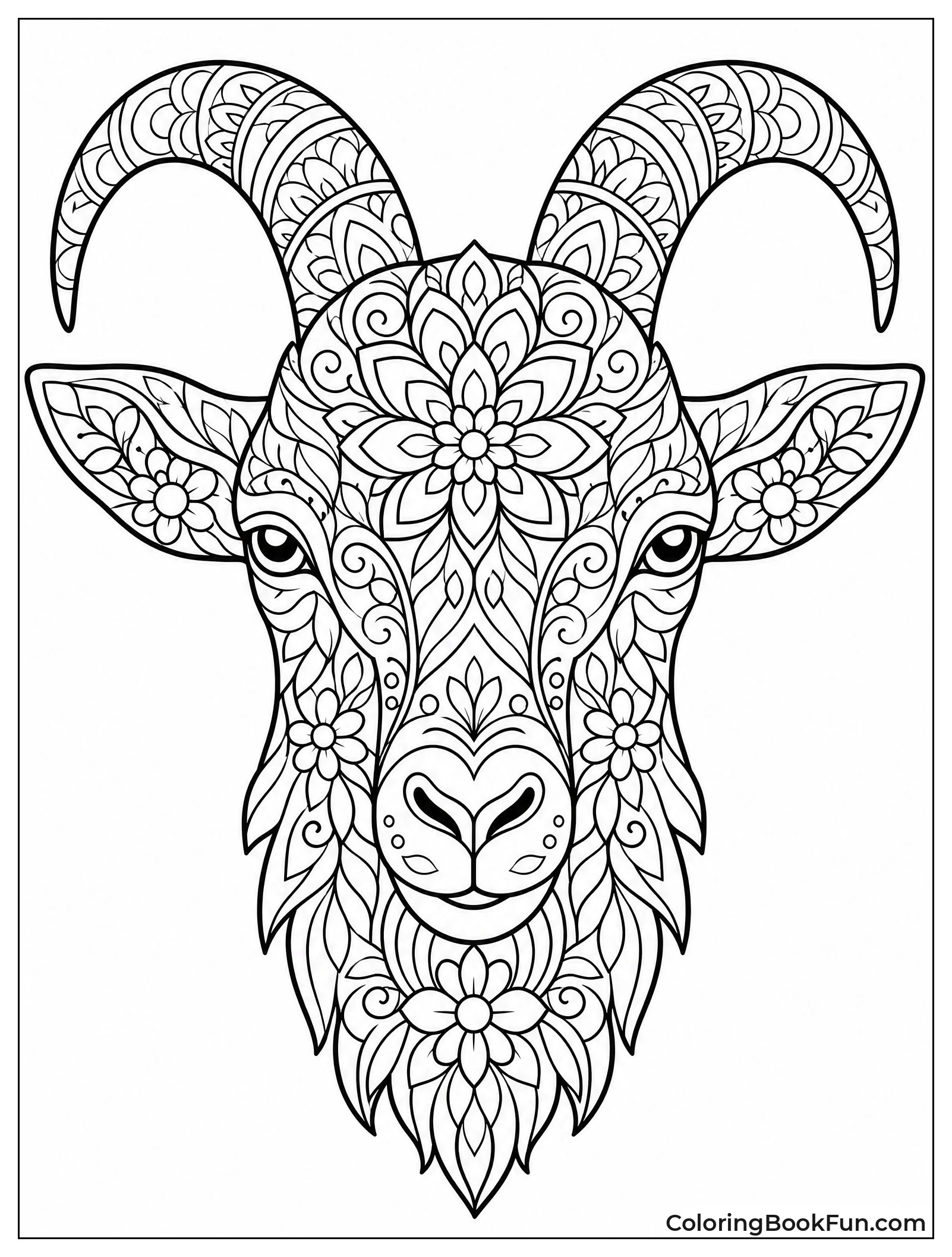 Goat Head With Mandala Designs