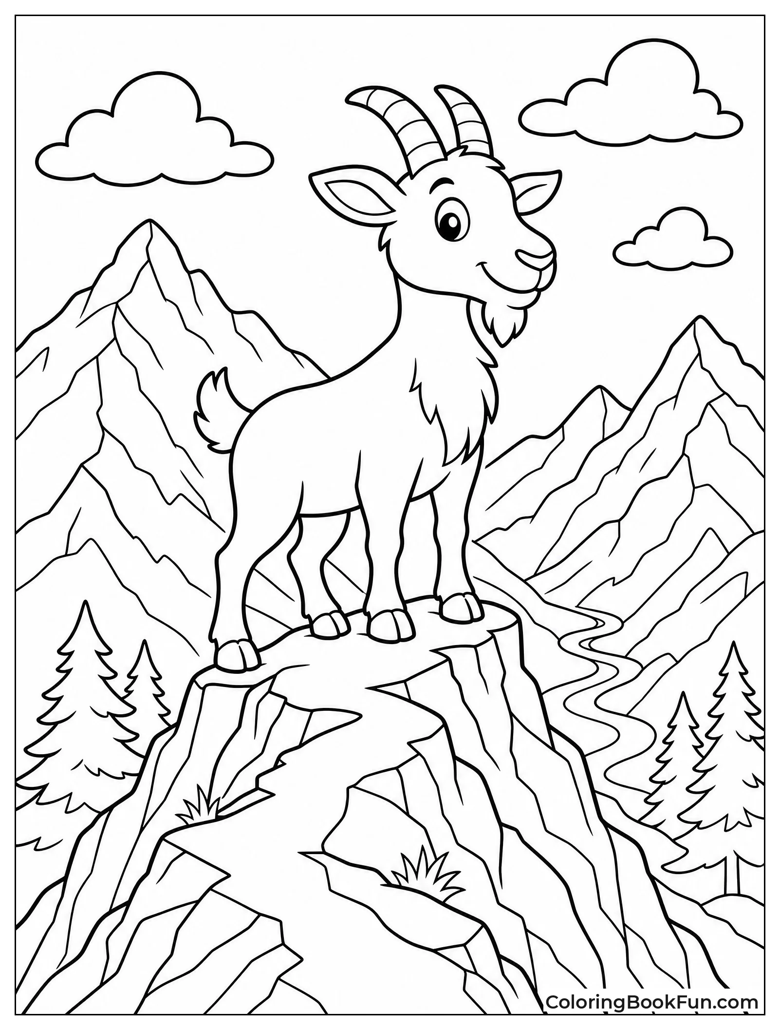 Goat on Narrow Mountain Ledge