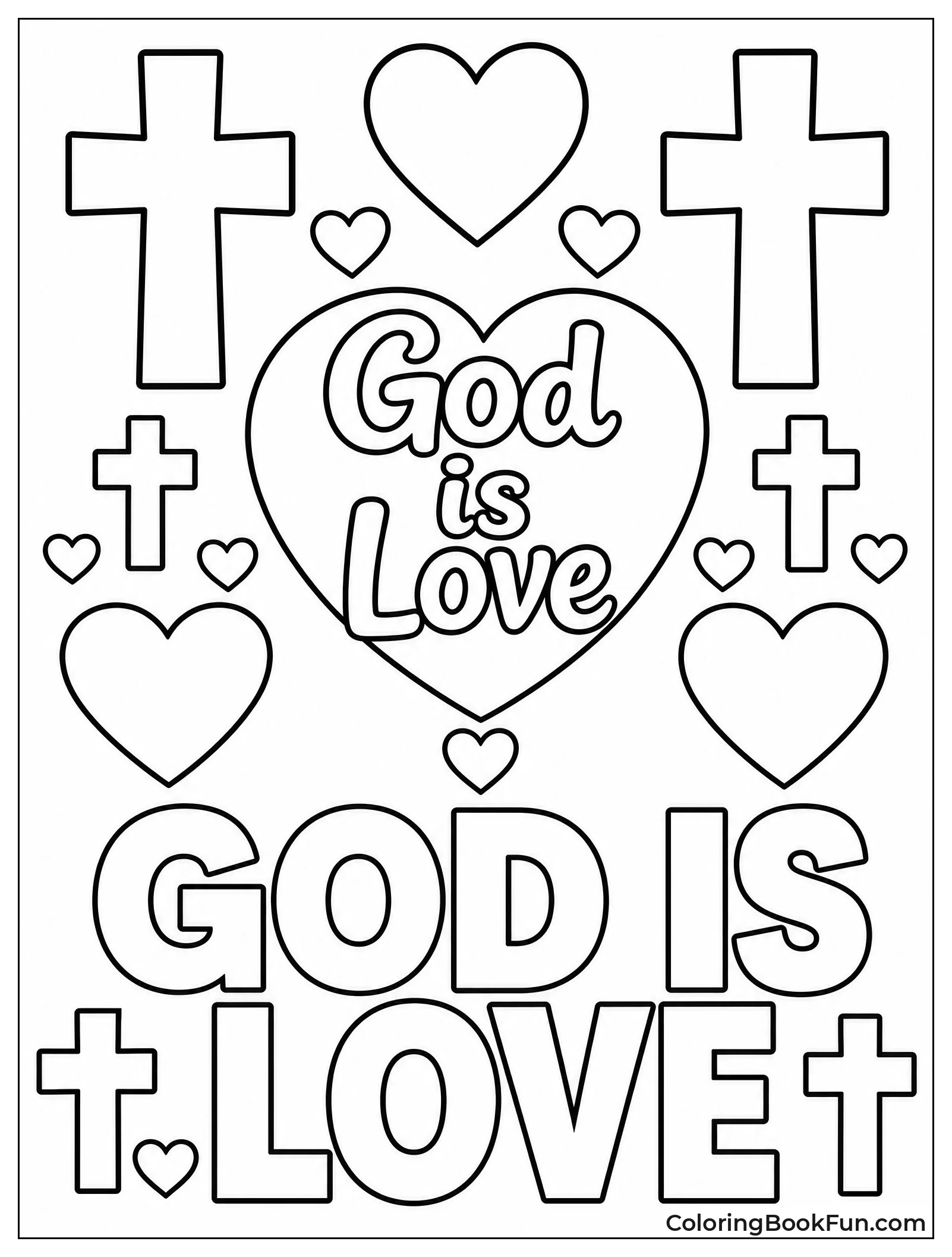 God is Love with Hearts