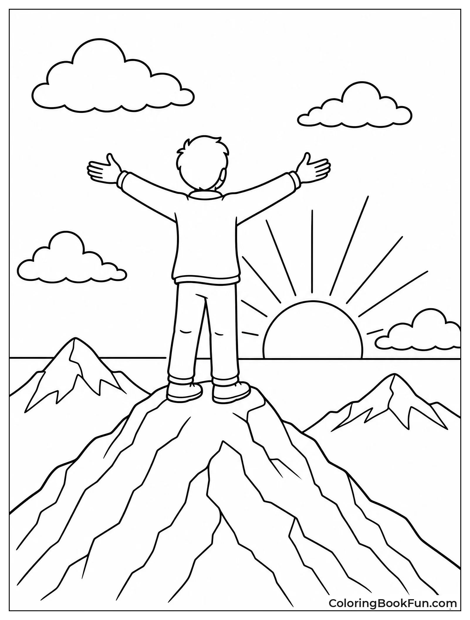 Person Praying on Mountain Top