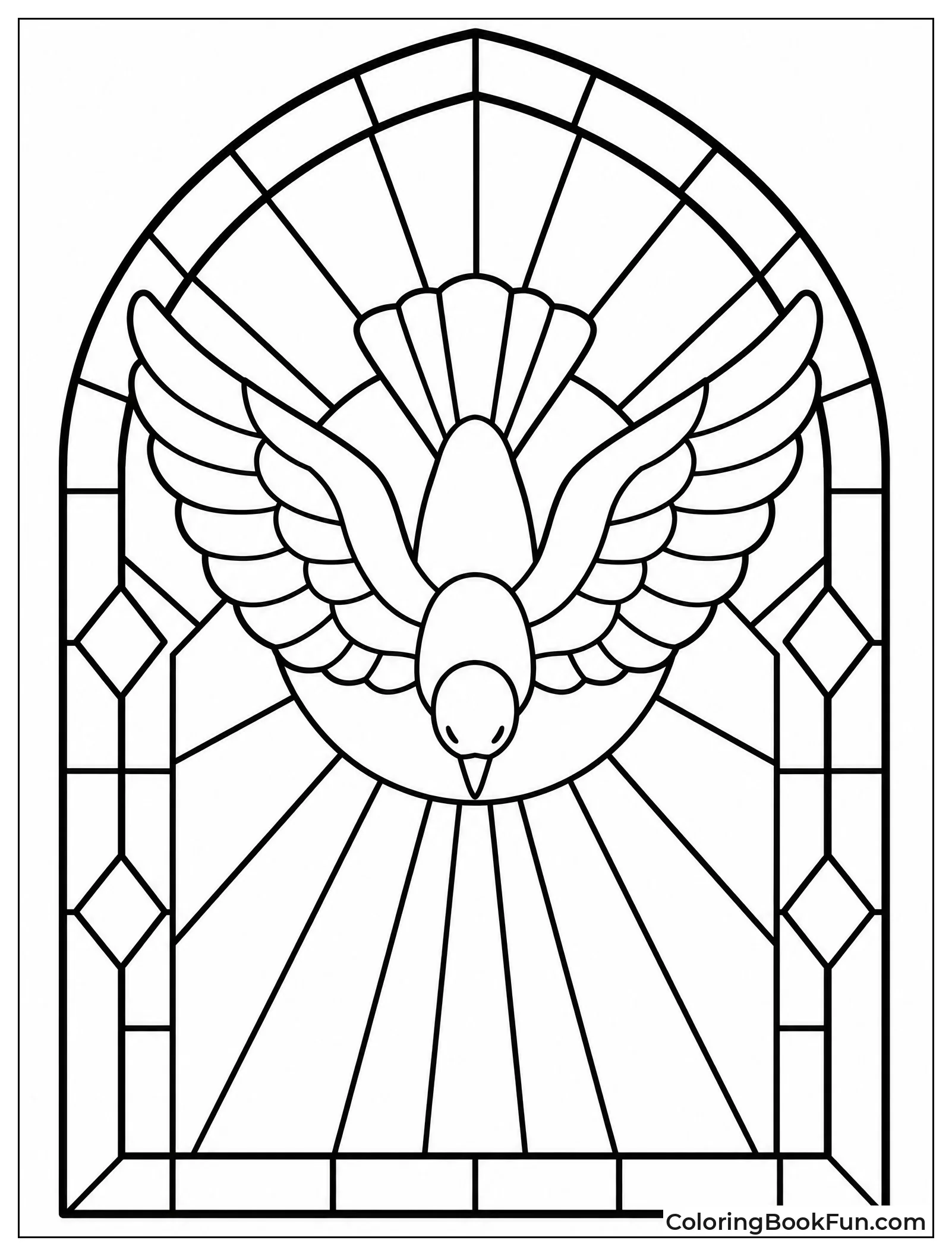Dove in Stained Glass Window