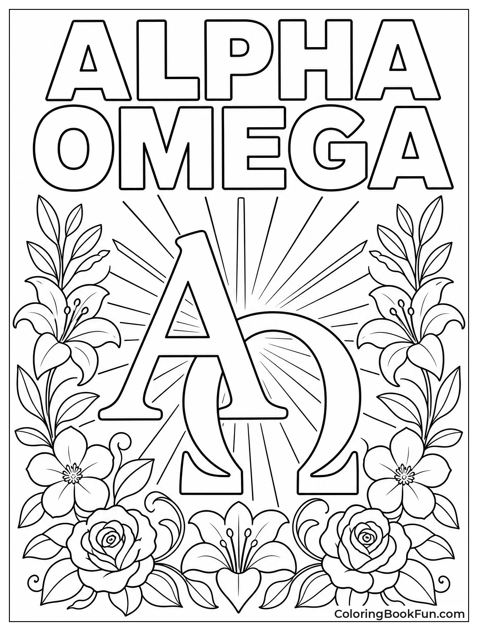 Alpha and Omega with Flowers