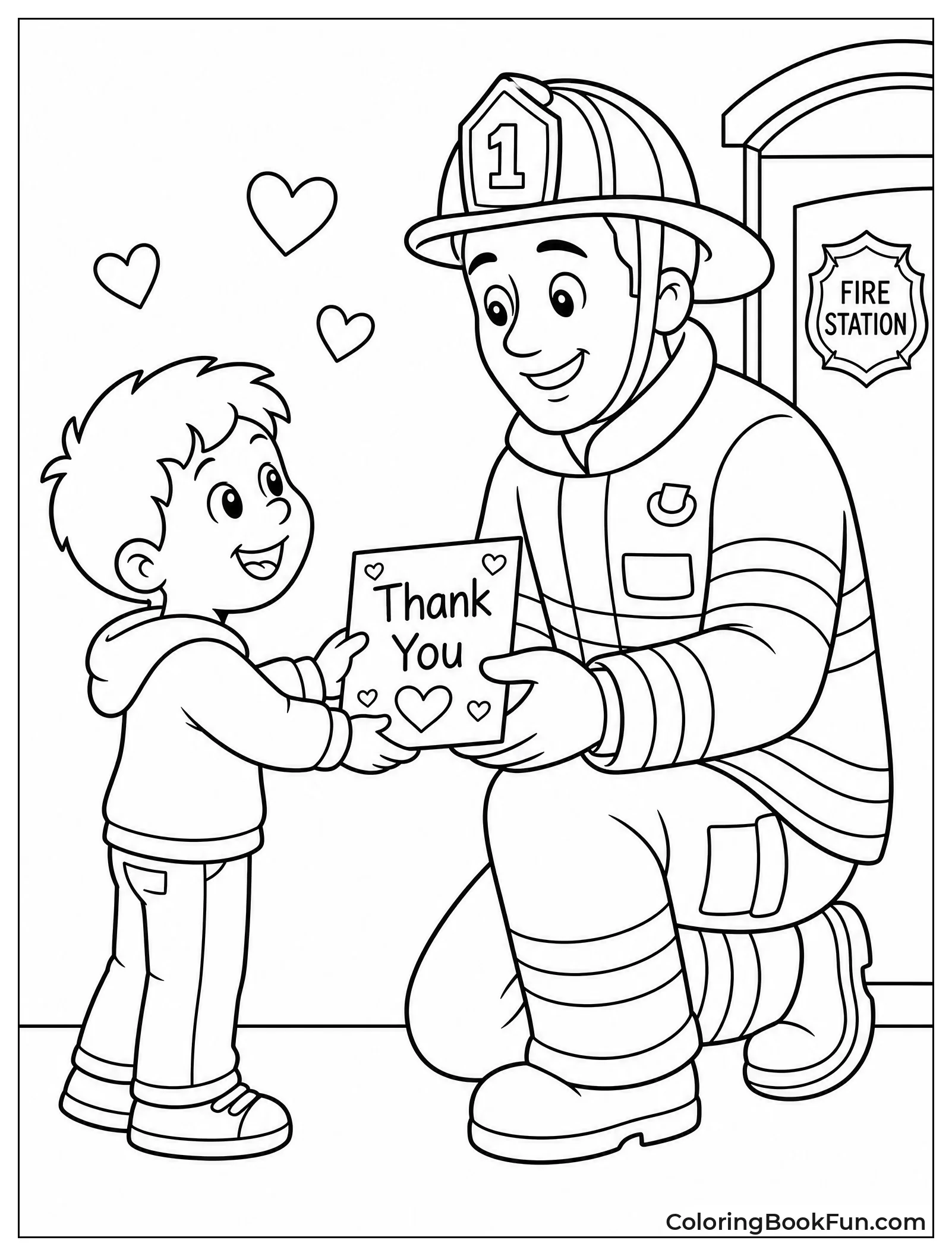 Child Thanking Firefighter