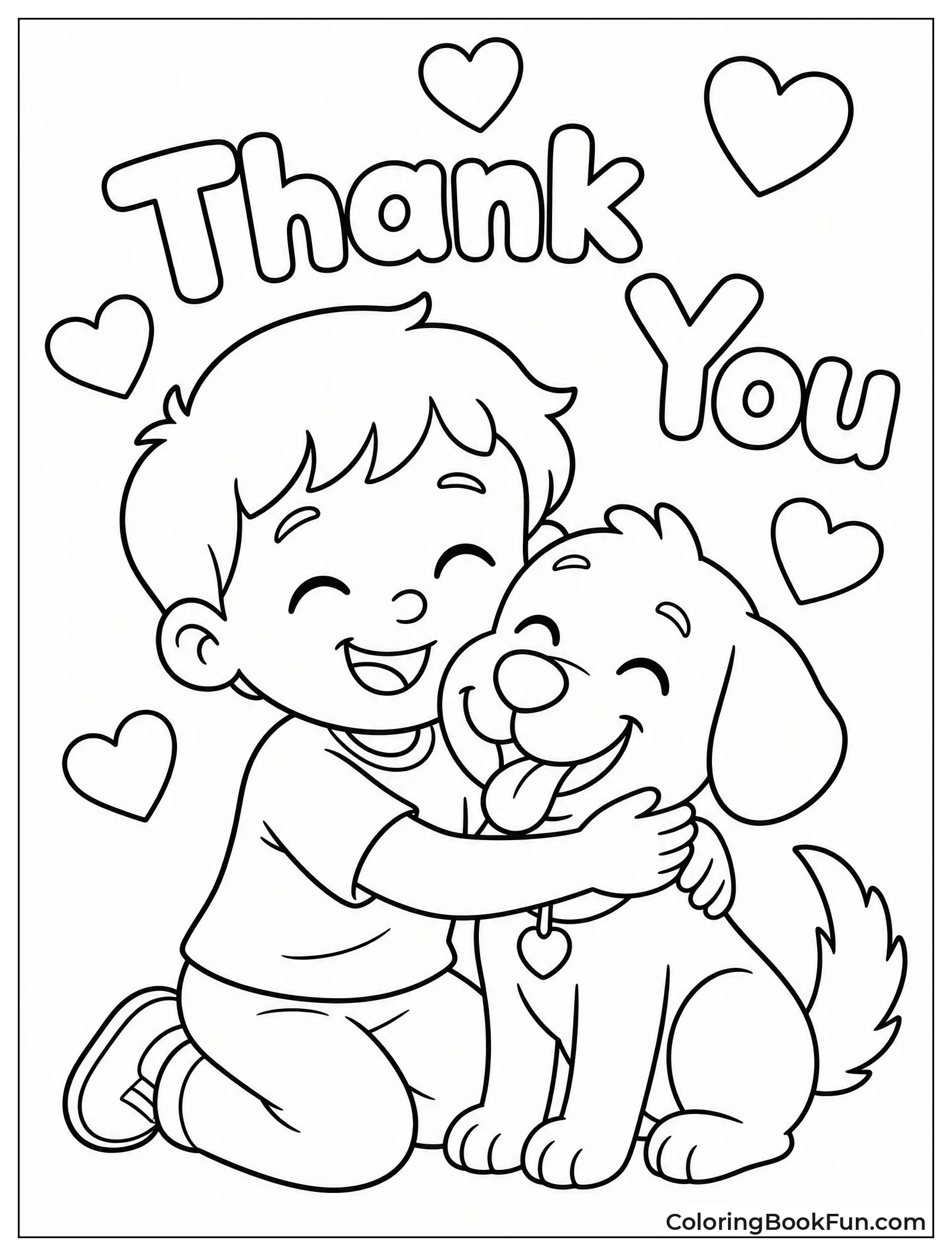 Child Hugging Happy Dog