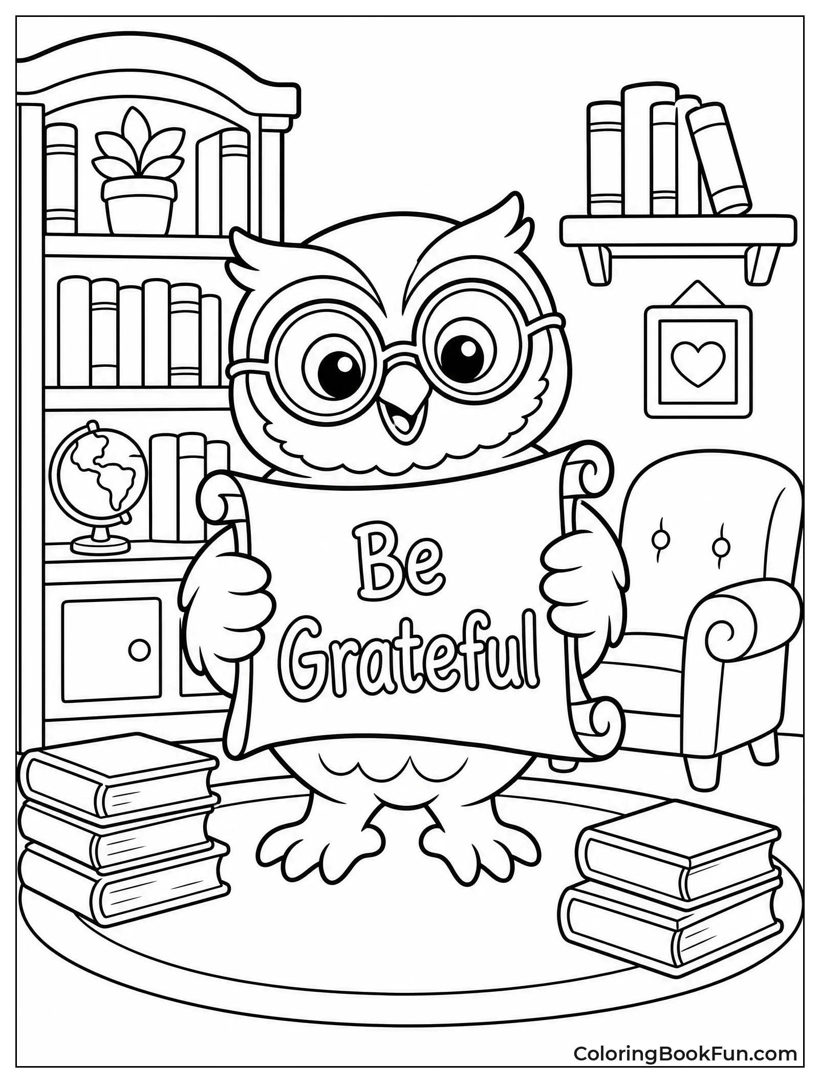 Owl Holding Grateful Scroll