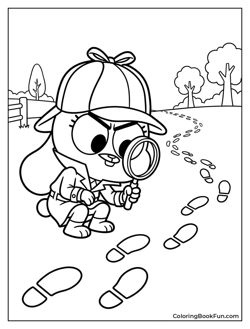 Anais Checks Footprints with Magnifying Glass