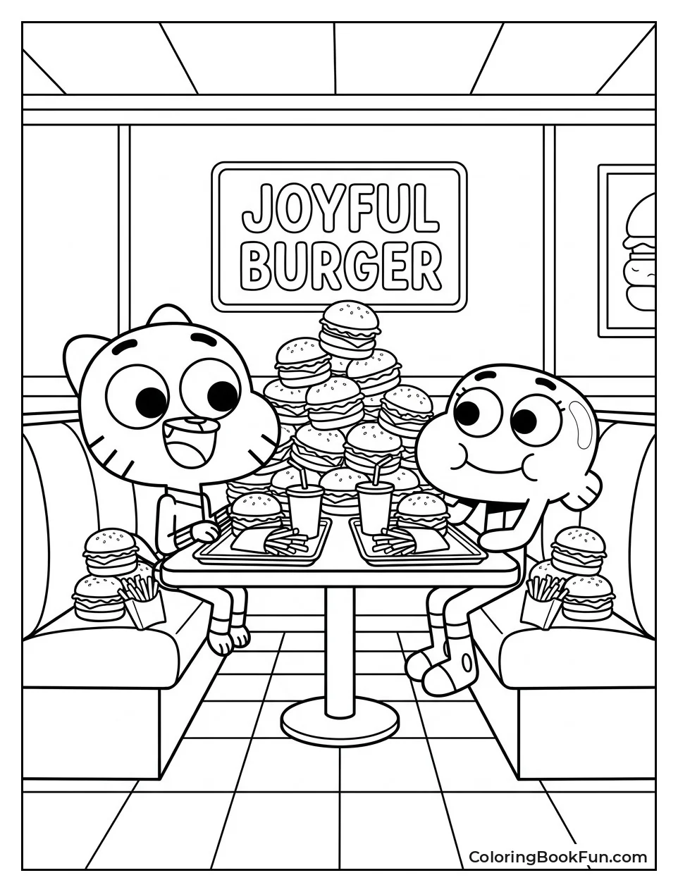 Gumball and Darwin Eat Lots of Burgers