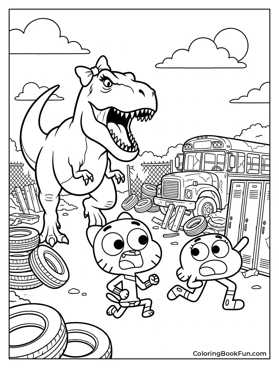 Tina Rex Chases Them in Junkyard