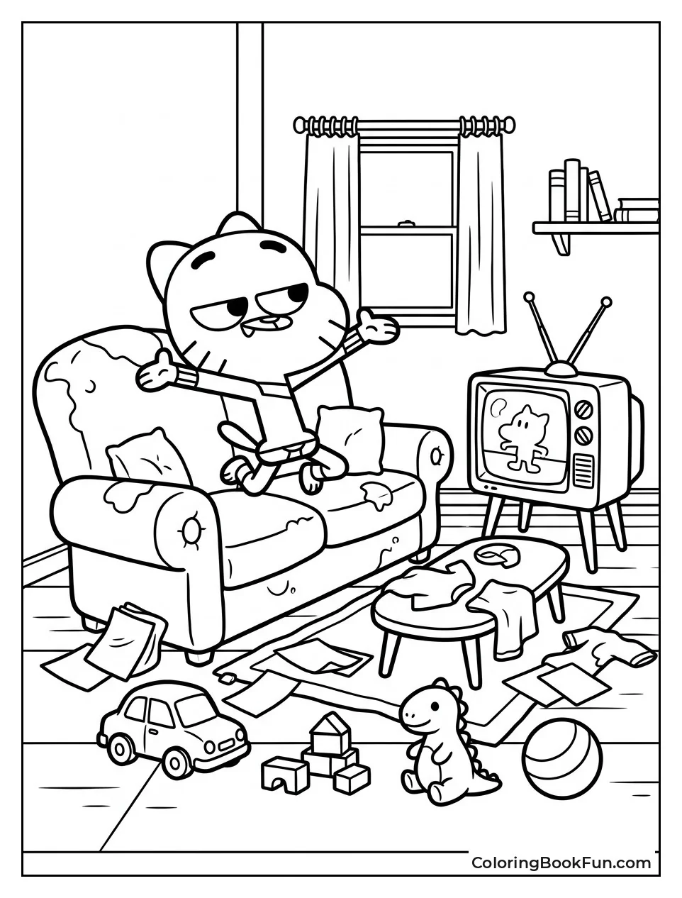 Family Sits in Messy Living Room