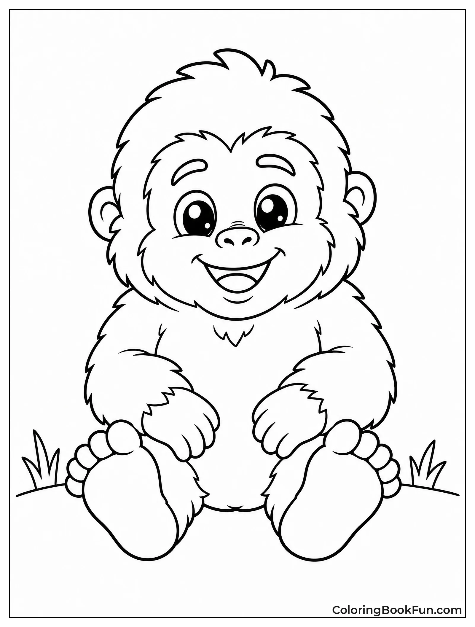 Happy Baby Bigfoot Sitting and Smiling