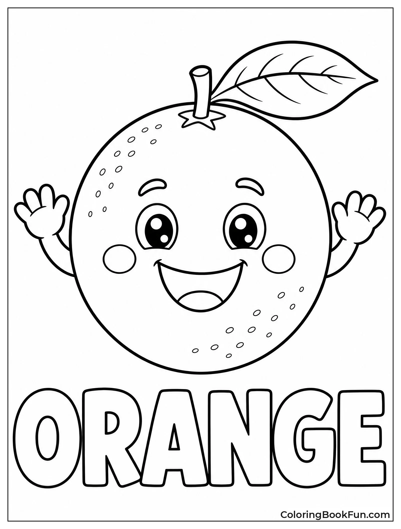 Cute Kawaii Orange Waving Hello