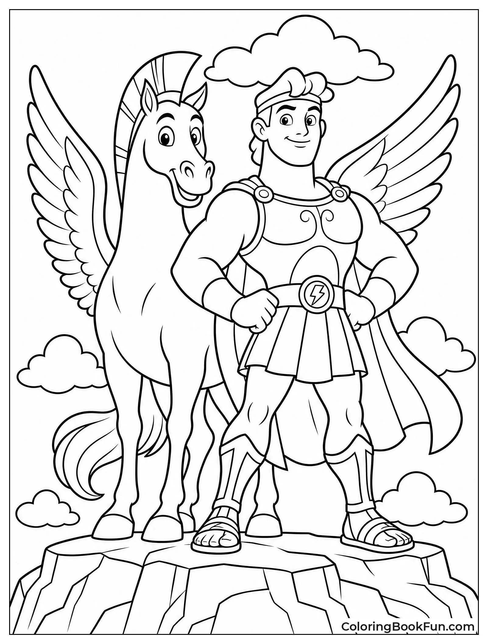 Hercules Standing Beside His Pegasus