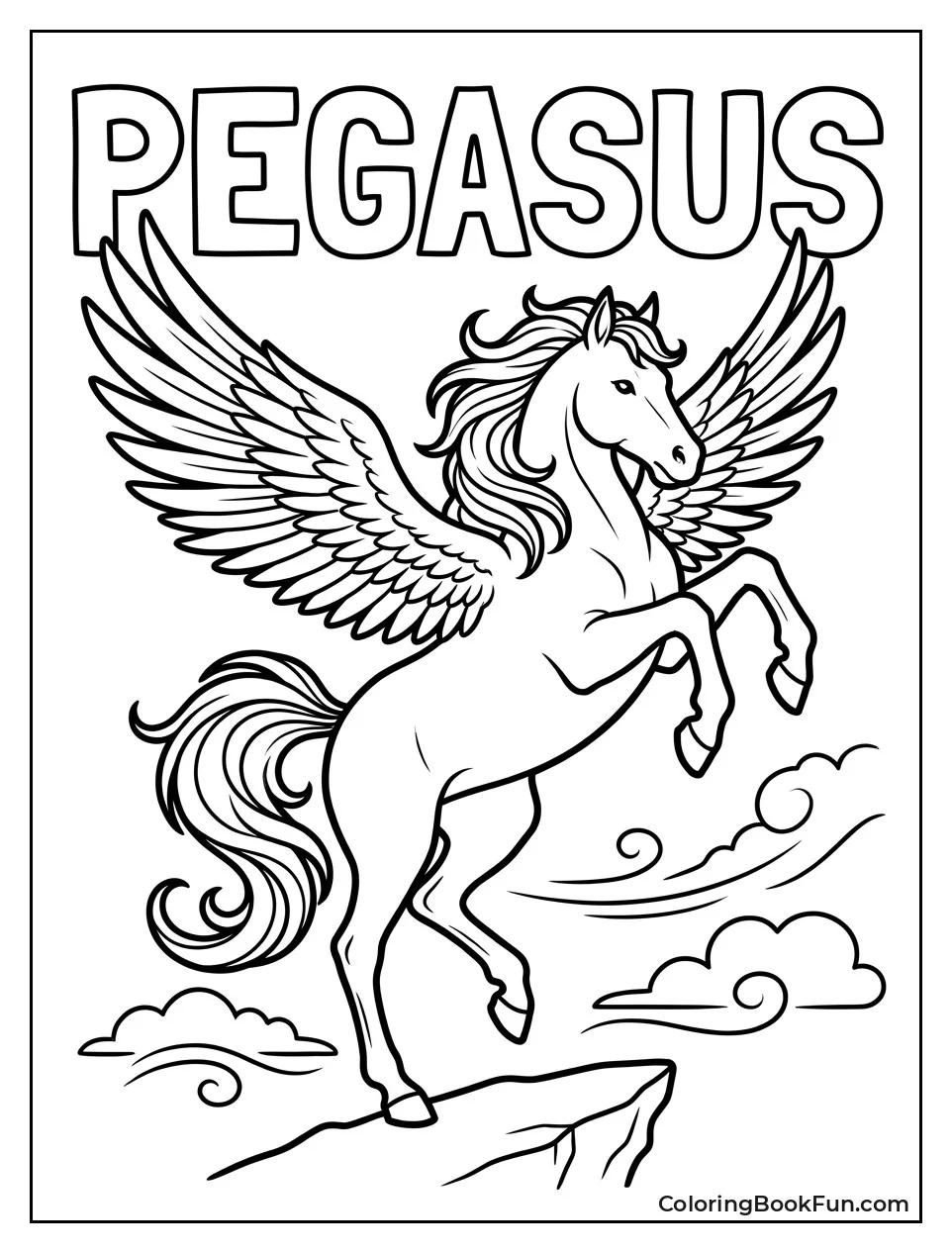 Pegasus Rearing Tall with Wings Spread