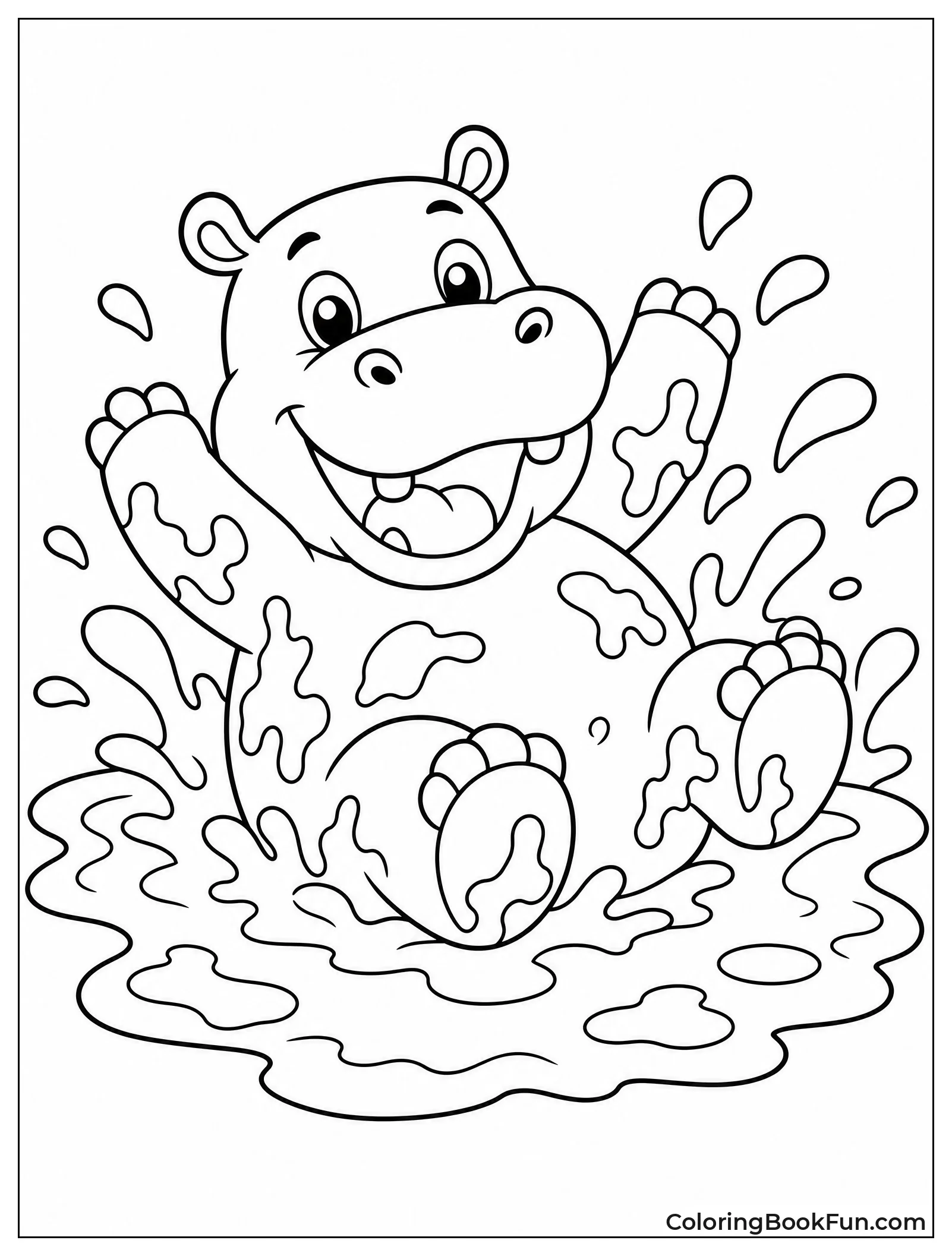 Hippo Rolling in Thick Mud