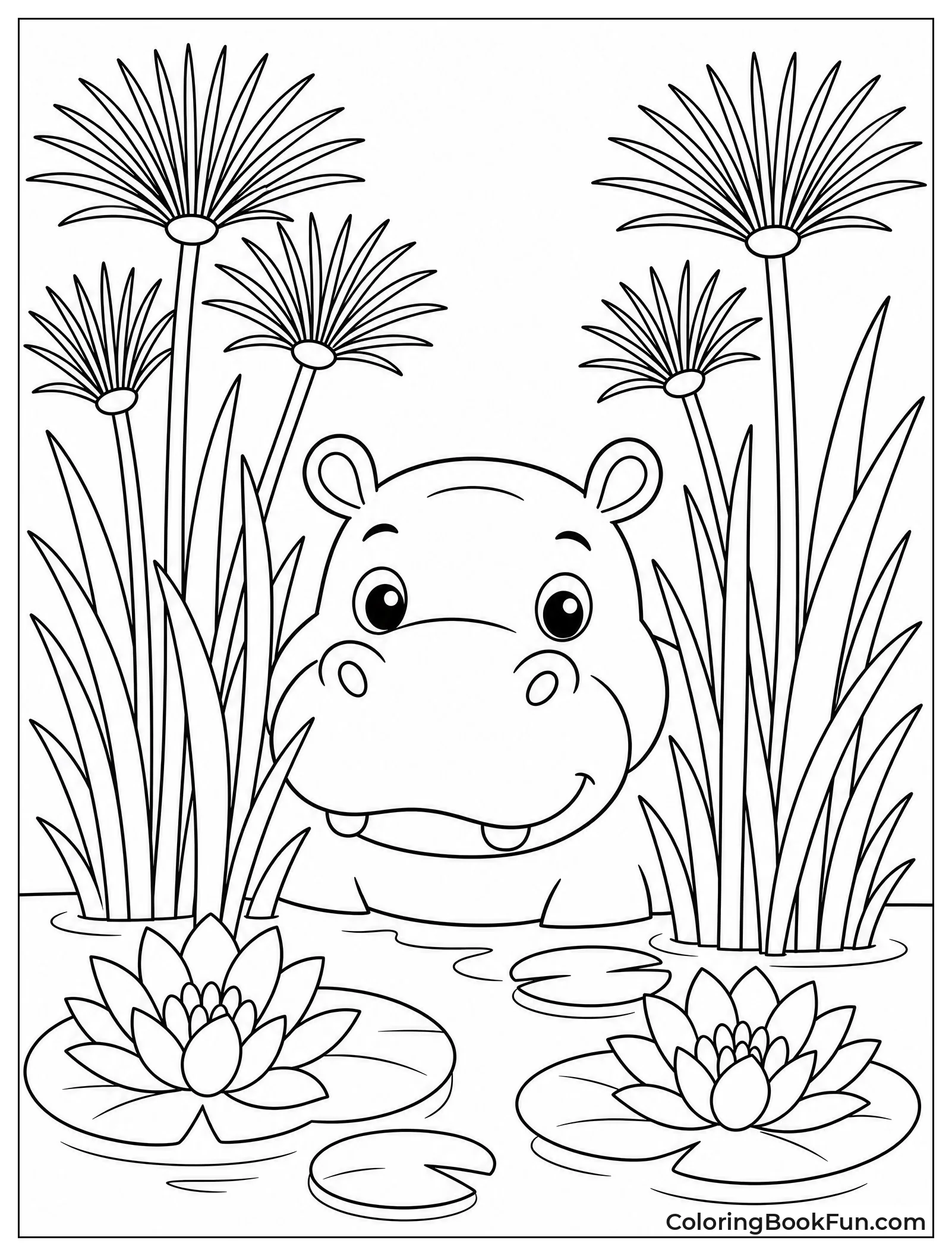 Hippo Hiding in the Reeds