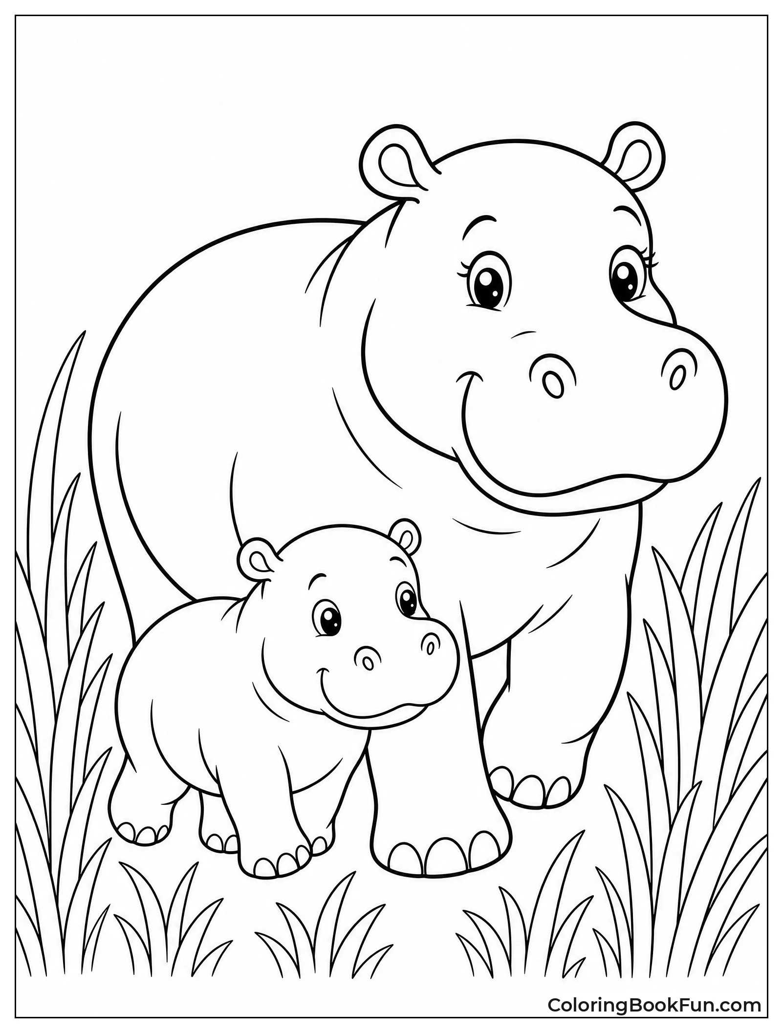Mother Hippo with Her Calf