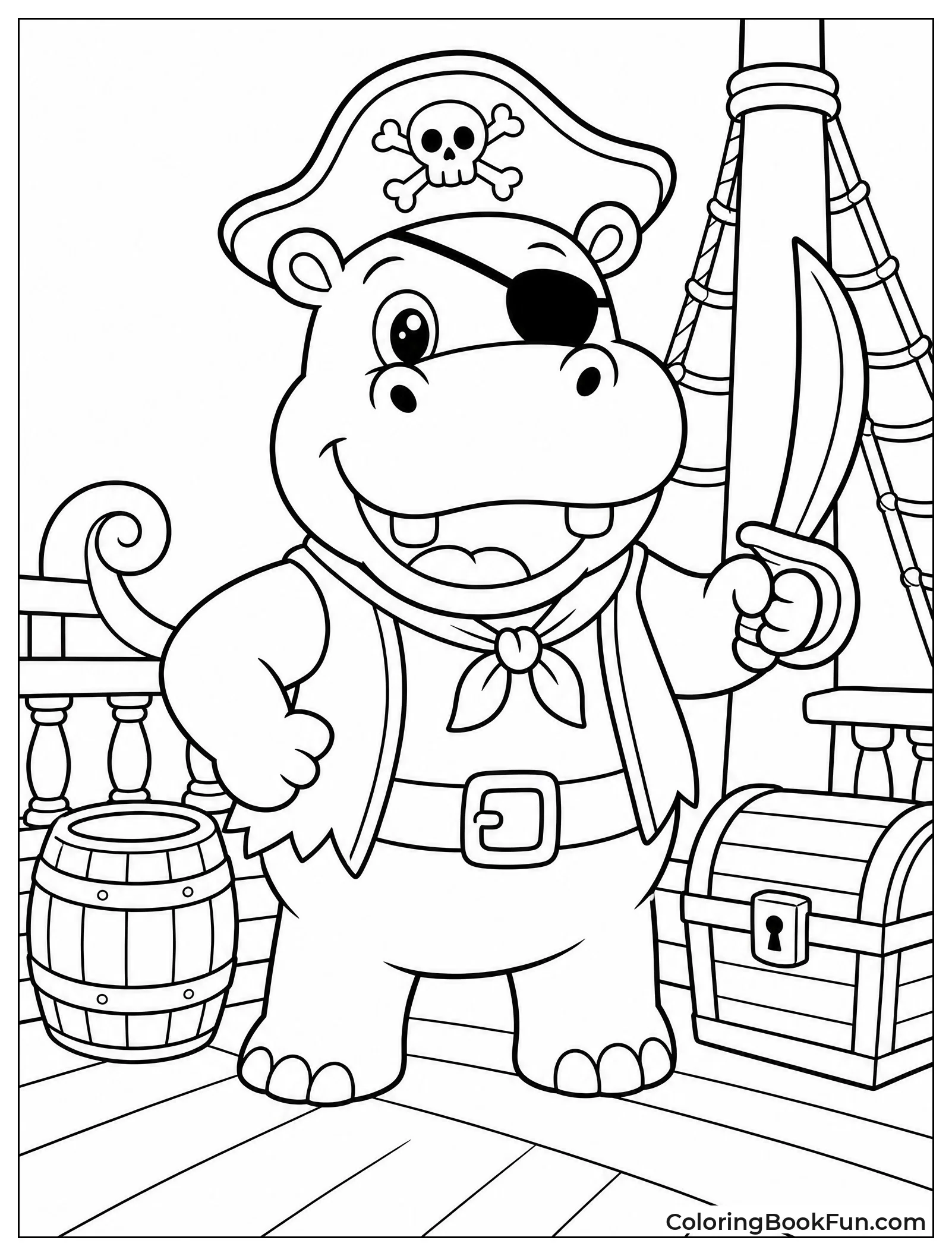 Hippo Dressed as a Pirate