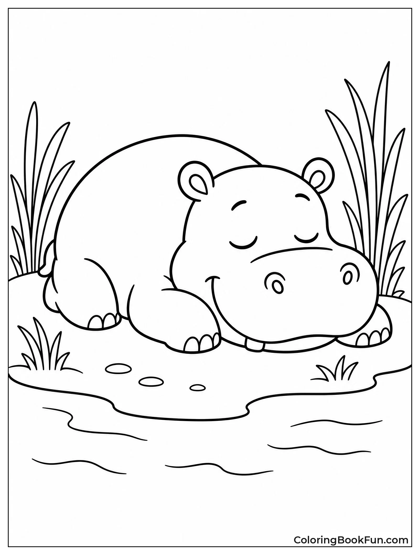 Hippo Sleeping on the Bank