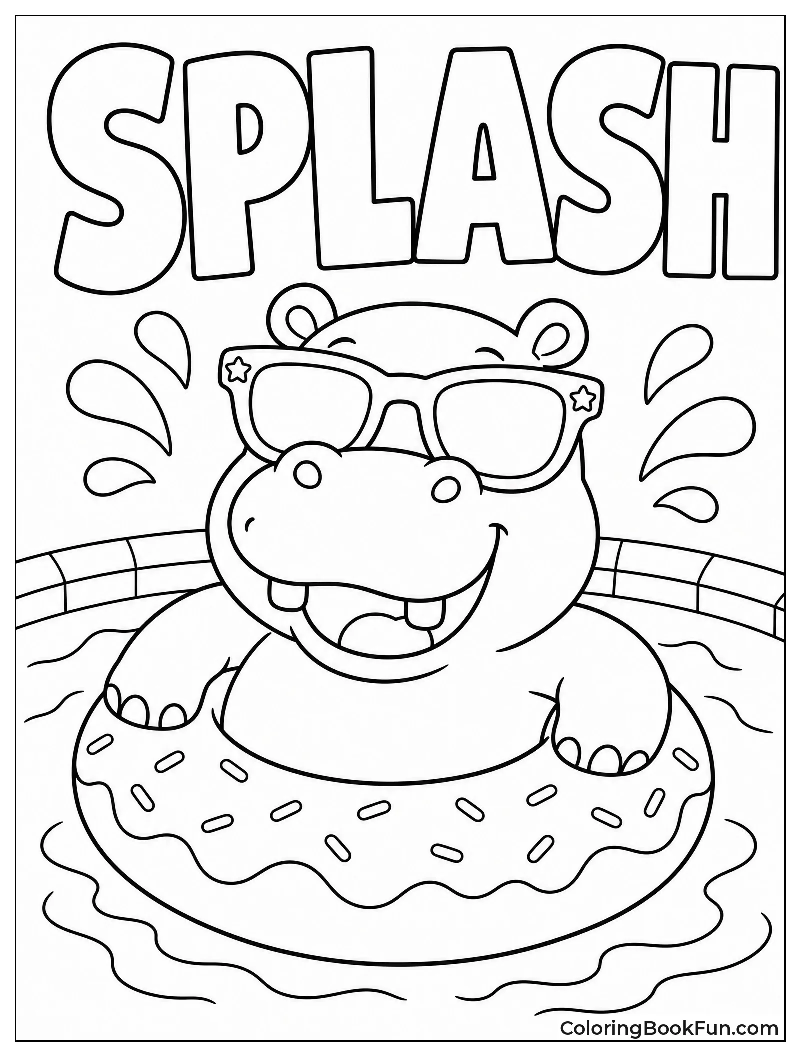 Hippo Floating in a Pool