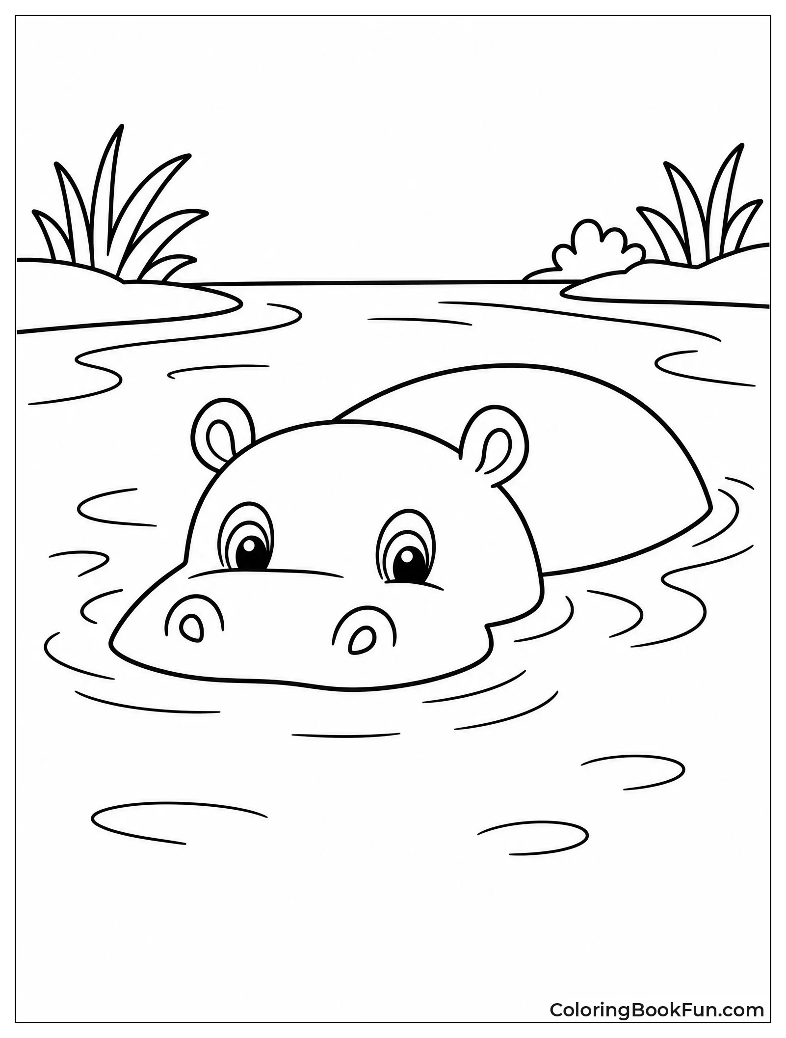 Hippo Swimming in the River
