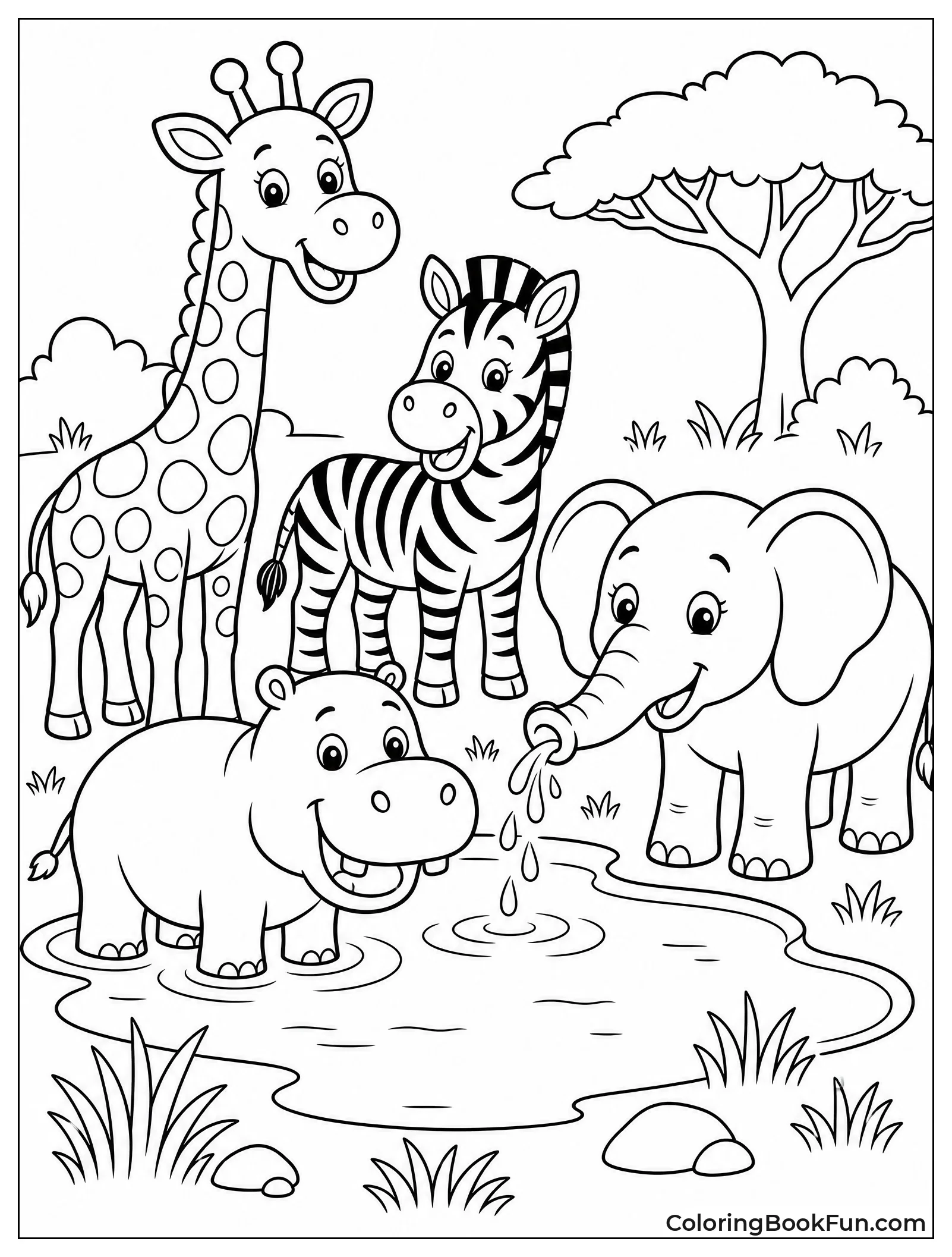 Animals at the Watering Hole