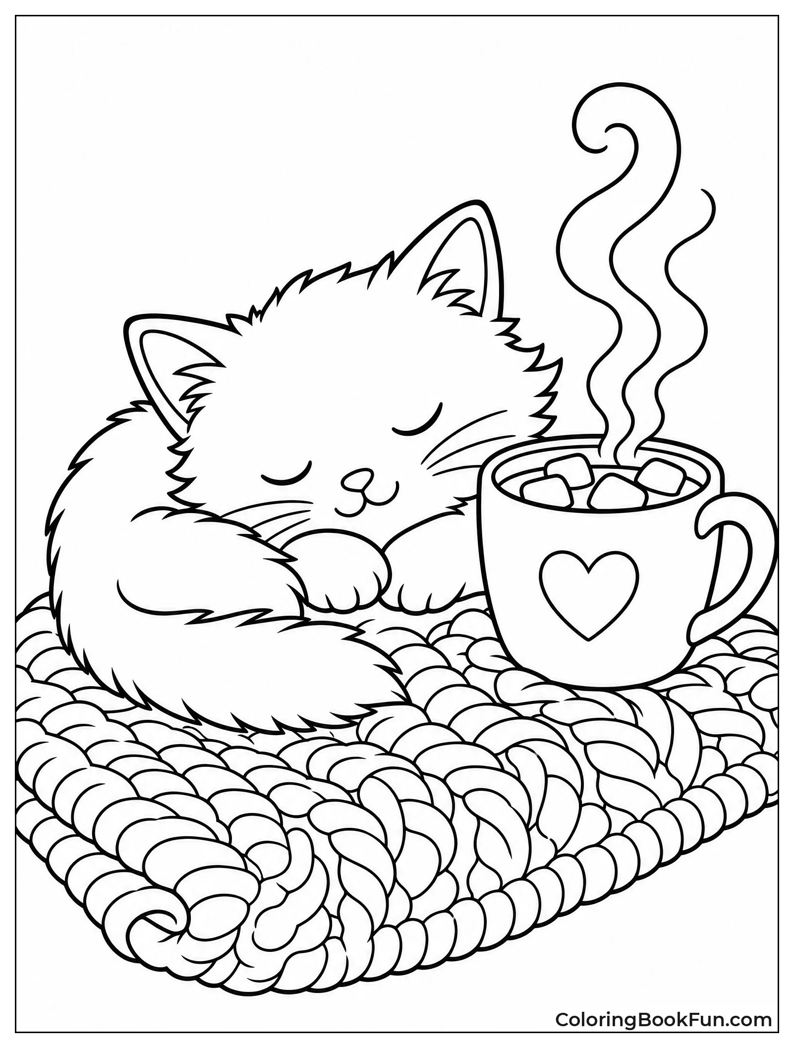 Fluffy Kitten Sleeping by Mug
