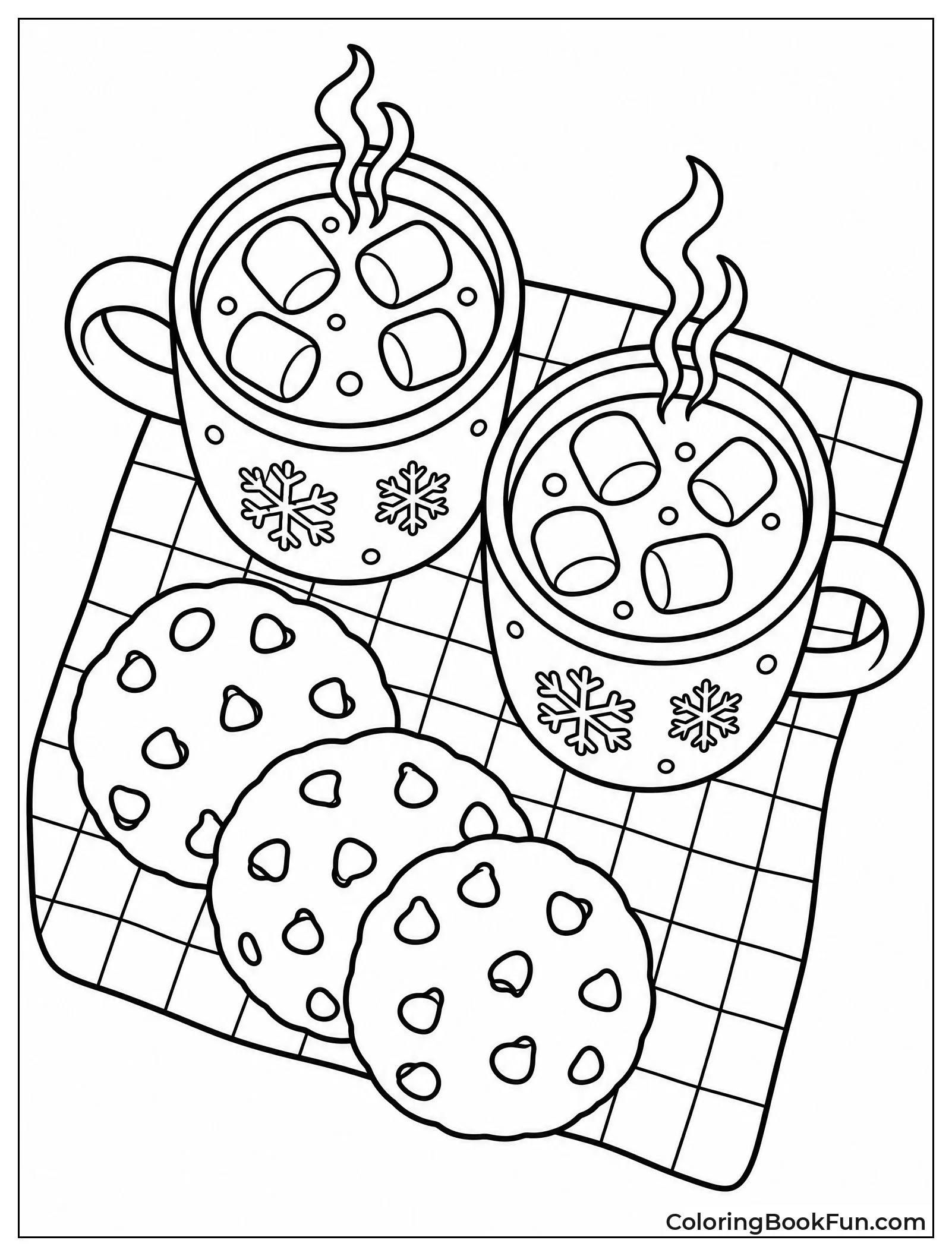 Cookies and Cocoa on Checkered Napkin