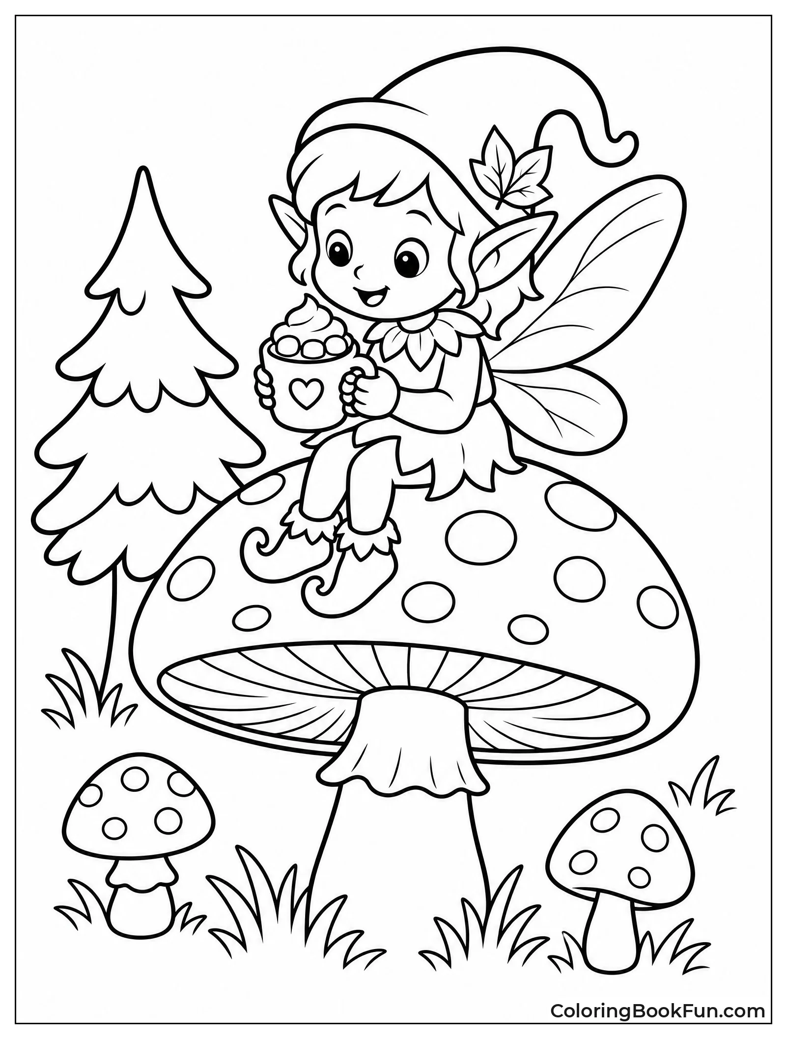Tiny Sprite Drinking on Mushroom