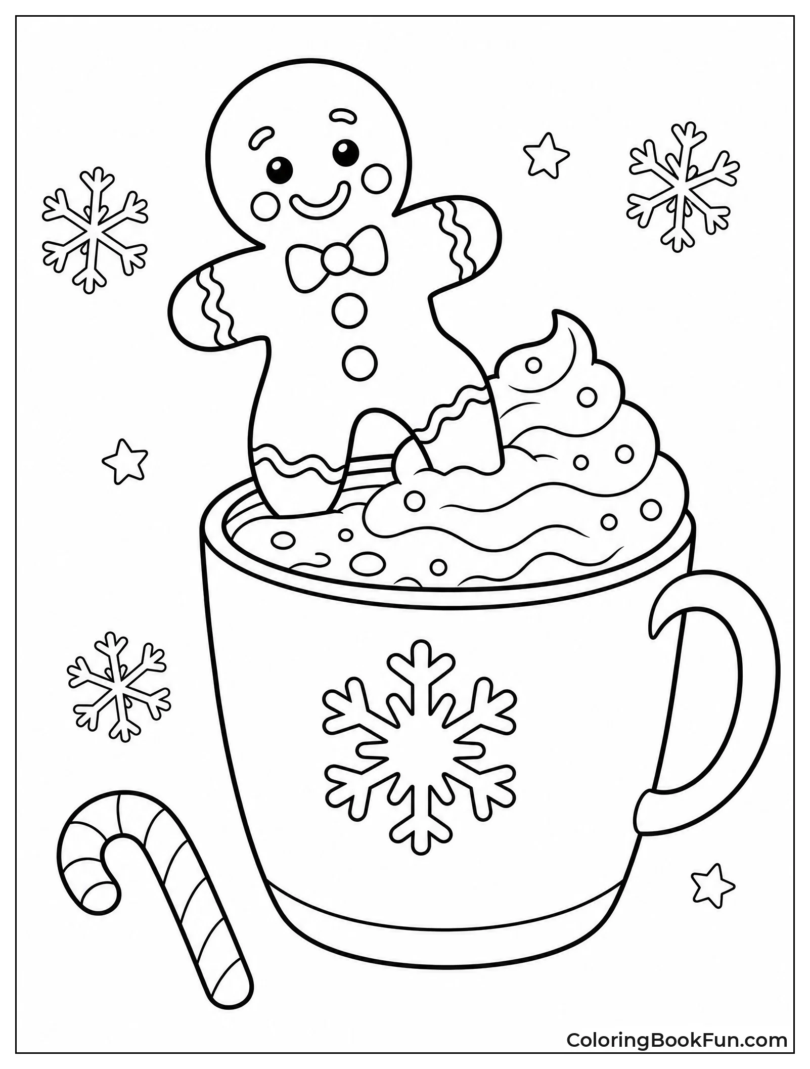 Gingerbread Man Dipping into Hot Cocoa