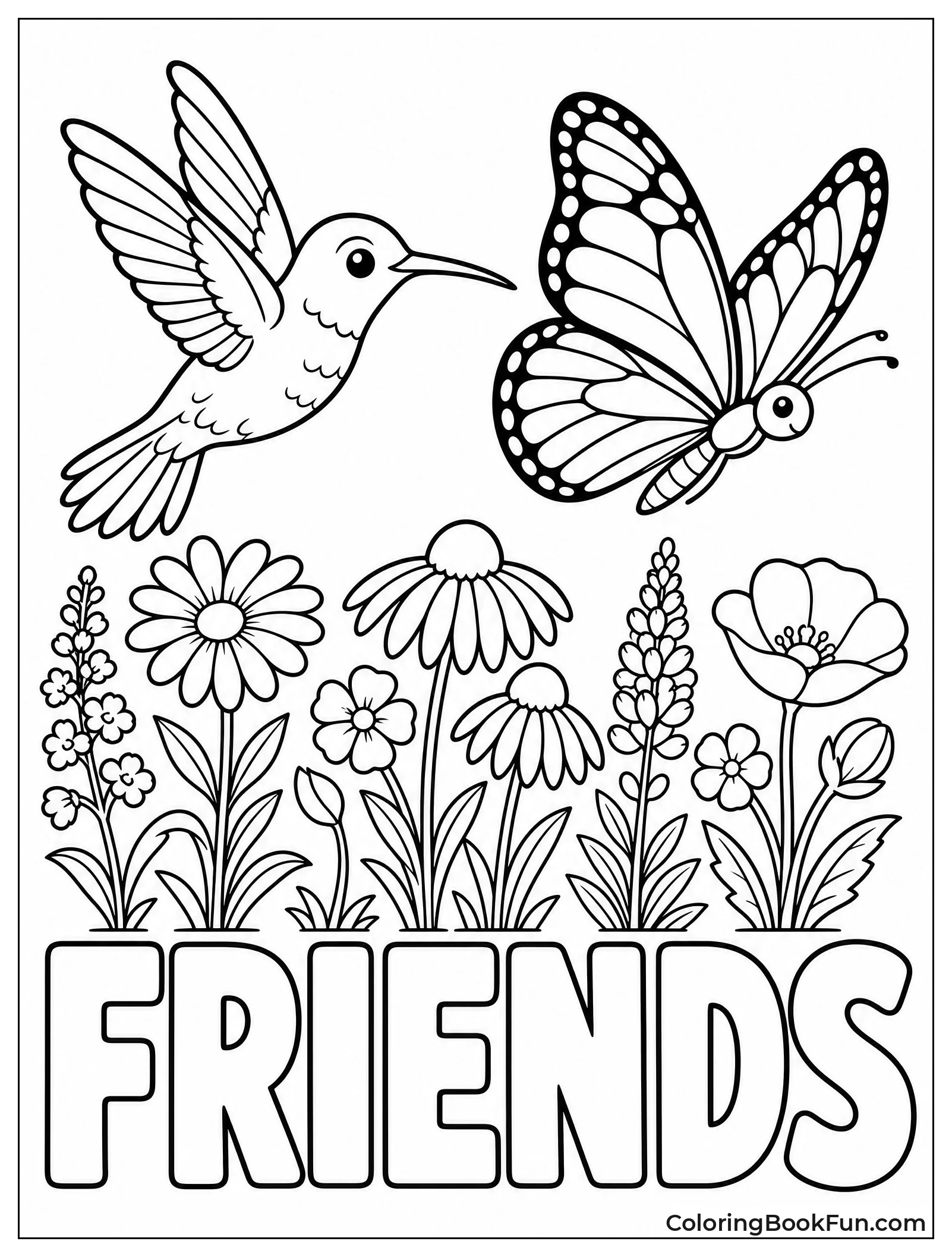 Hummingbird Flying With Monarch Butterfly