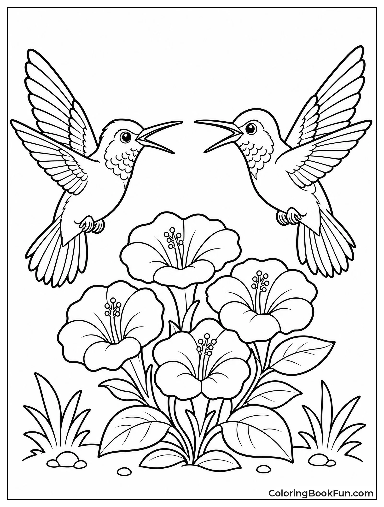 Hummingbirds Fighting Over Pretty Flowers