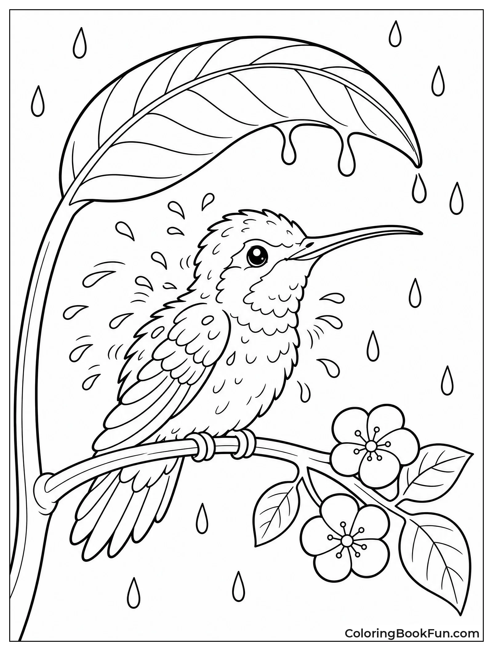 Hummingbird Shaking Off Raindrops