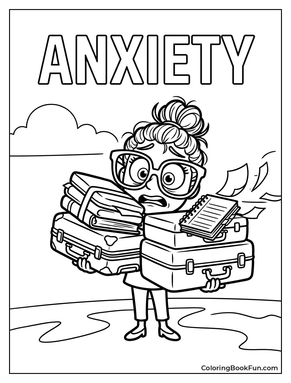 Anxiety Holding Many Suitcases
