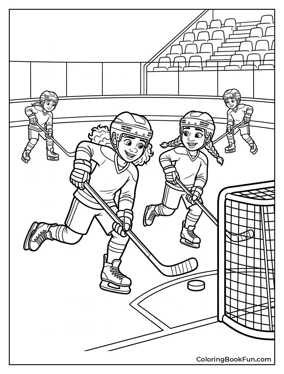 Riley Practicing Hockey Shots with Team