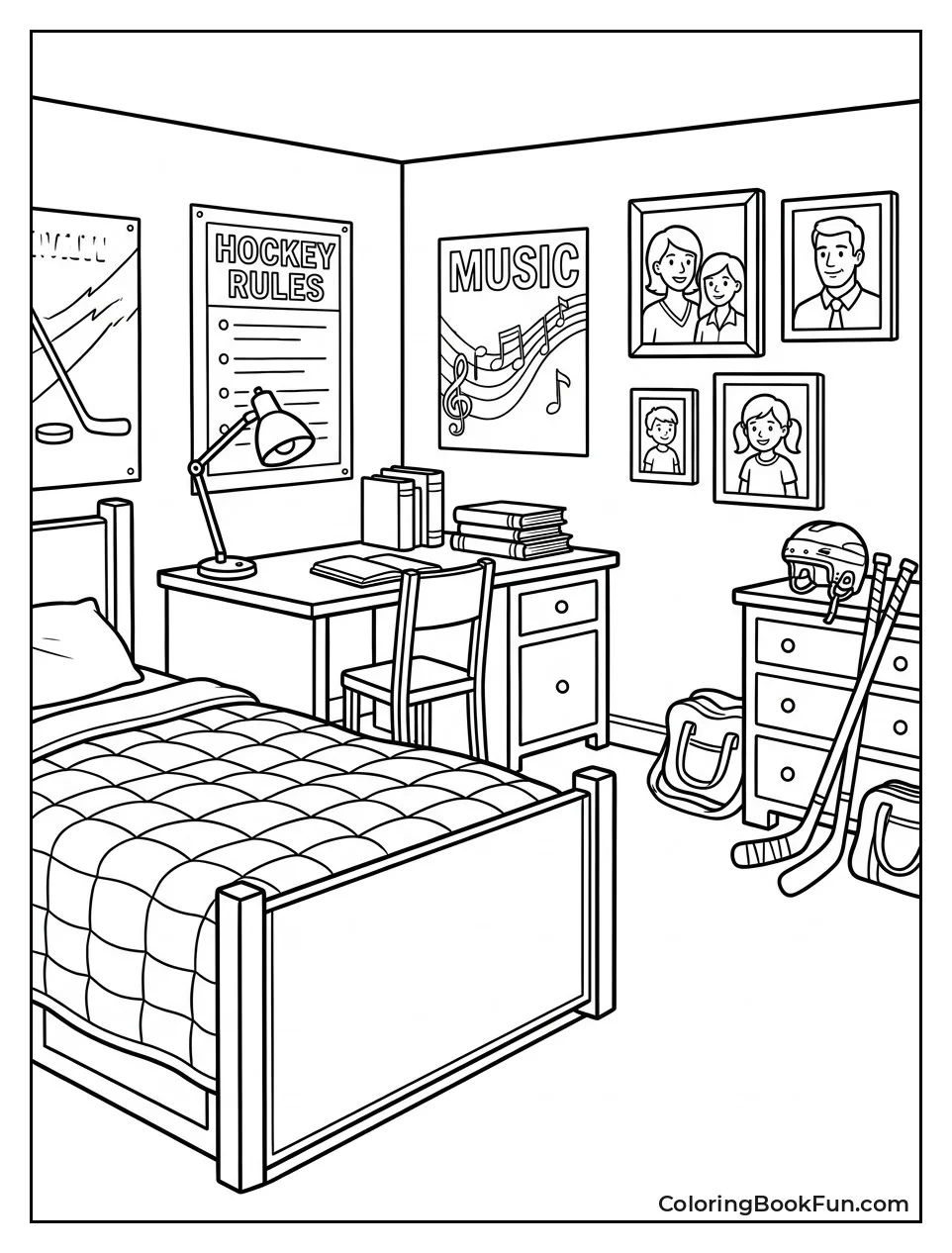 Riley's Room with Hockey Gear