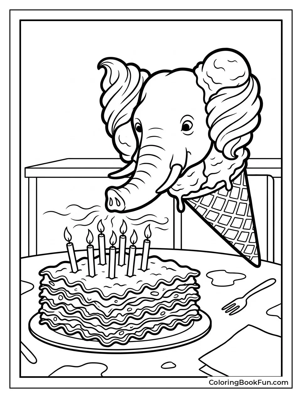 Gelatophant Blows Out Lasagna Candles