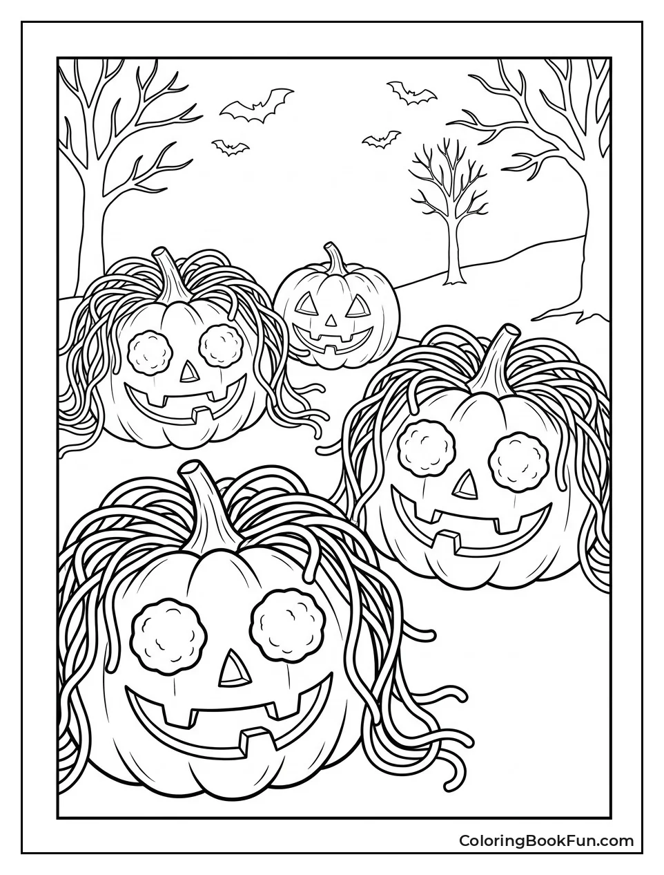 Jack O Lanterns with Spaghetti Hair