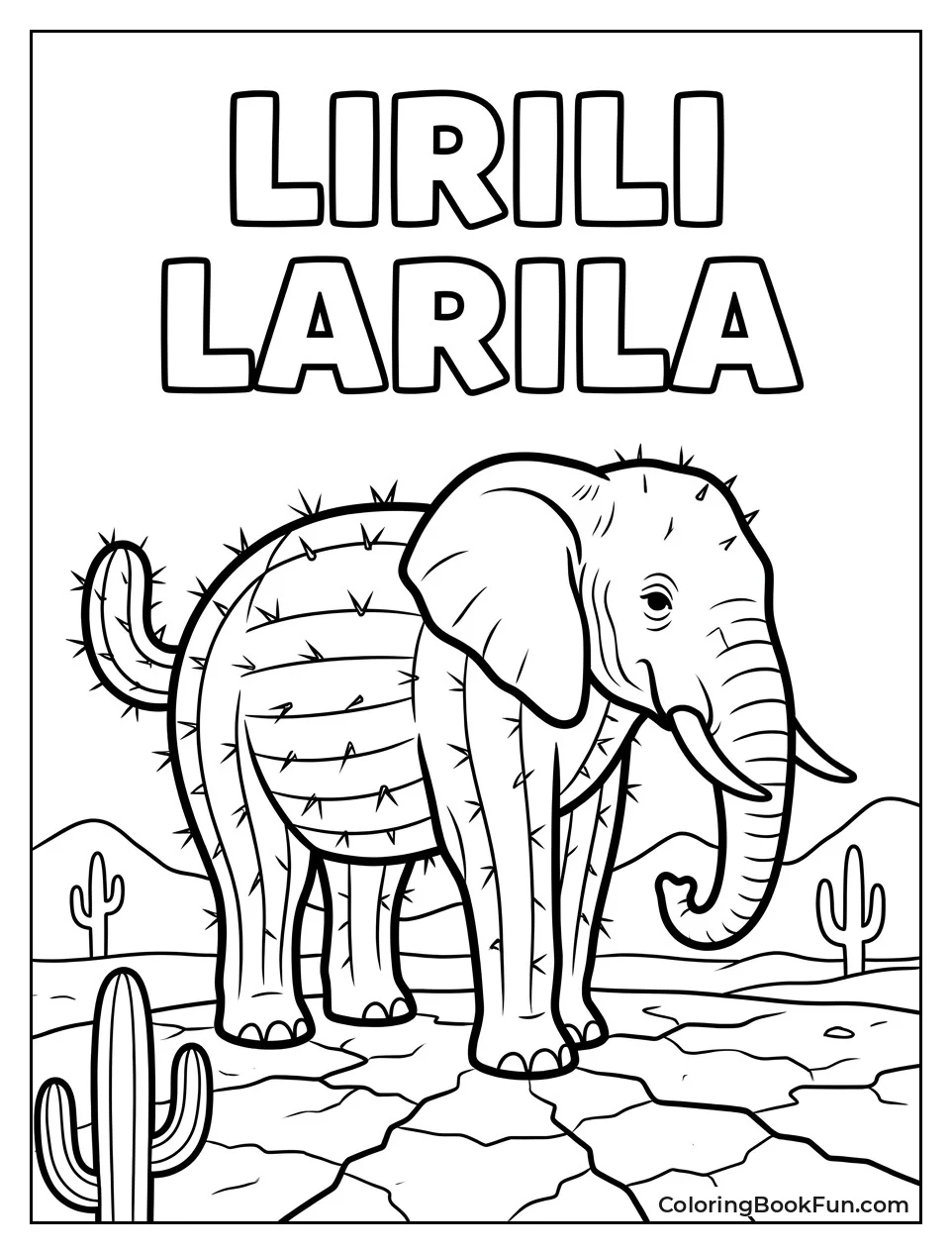 Cactus Elephant Stands in Desert