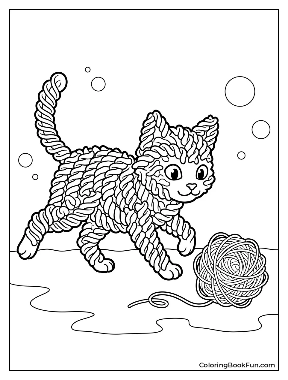 Pasta Cat Chases Yarn Ball