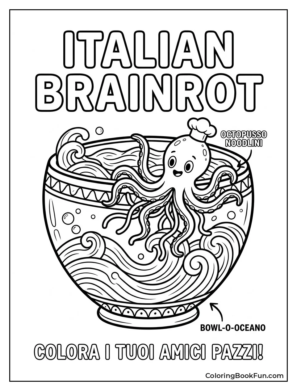 Noodle Octopus Swims in Bowl